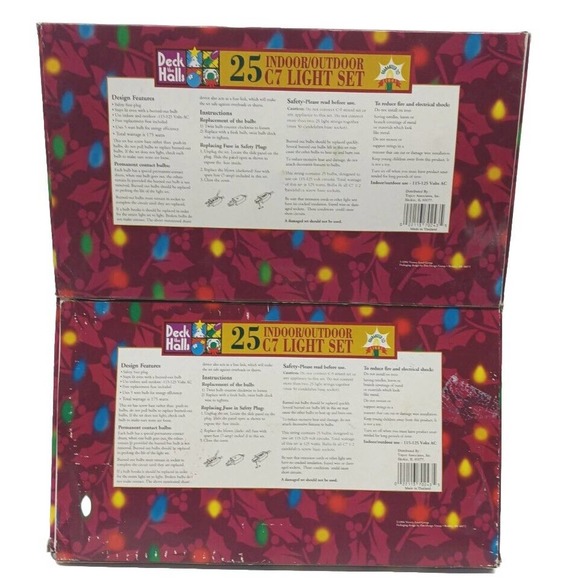 NEW VTG (2) 25' C7 LIGHT STRING IN/OUT Large Green "Deck the Halls" NEW in BOXES - Picture 3 of 6